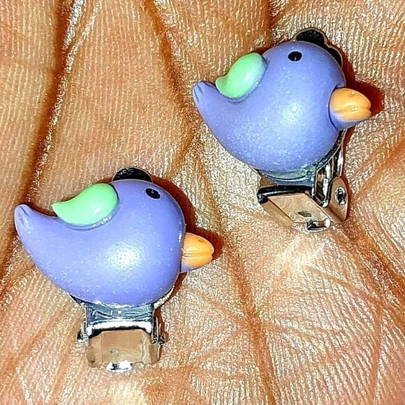 Beautiful girls bird clip-on earrings for kids - Picture 3 of 4